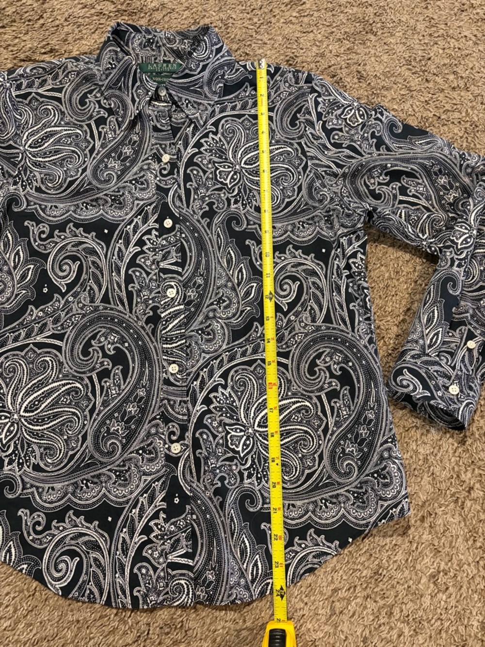 Lauren Ralph Lauren Women’s Black & White Paisley Boho Button Down Size PM - Picture 4 of 9